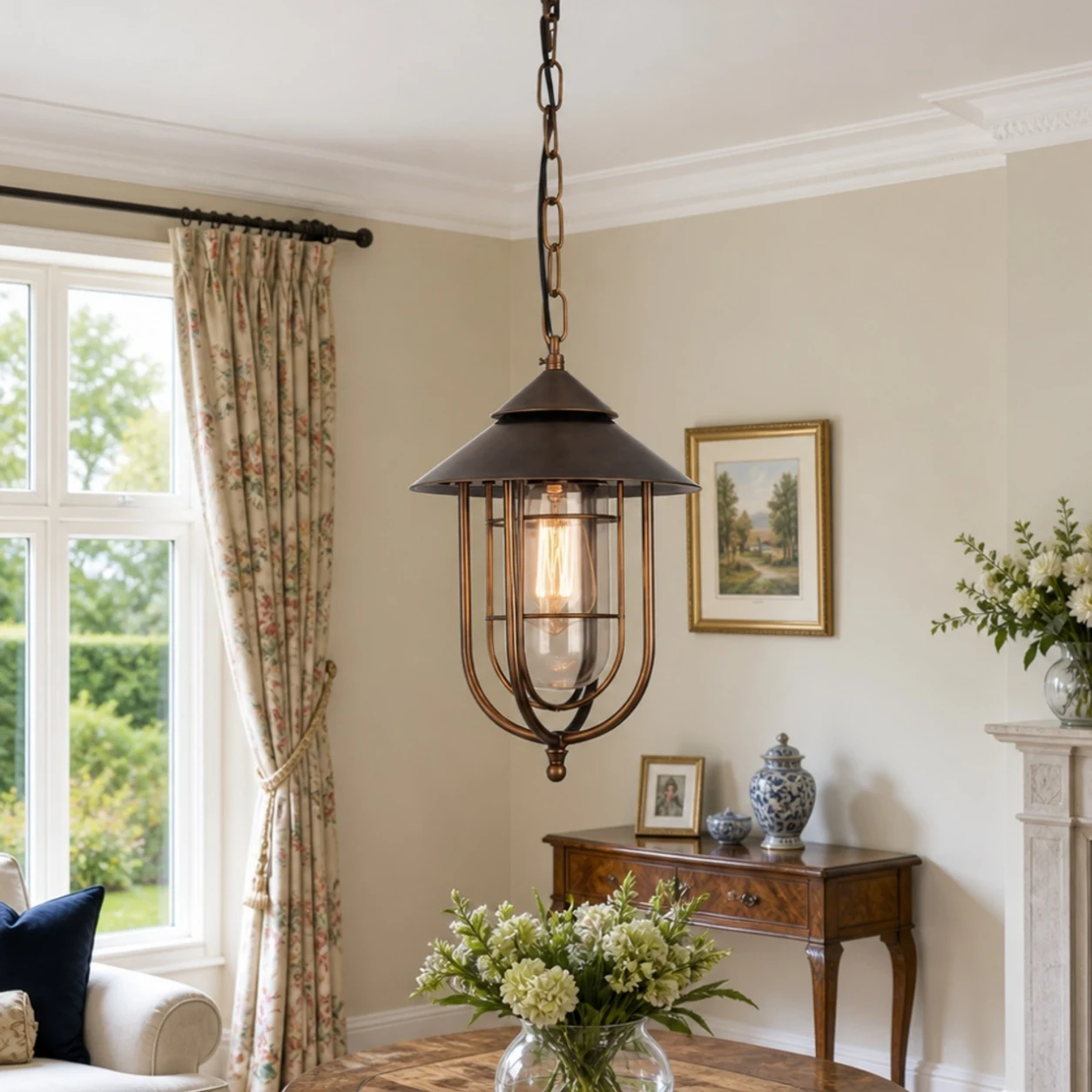 Patnox Outdoor Glass Pendant Lamp scene and detail