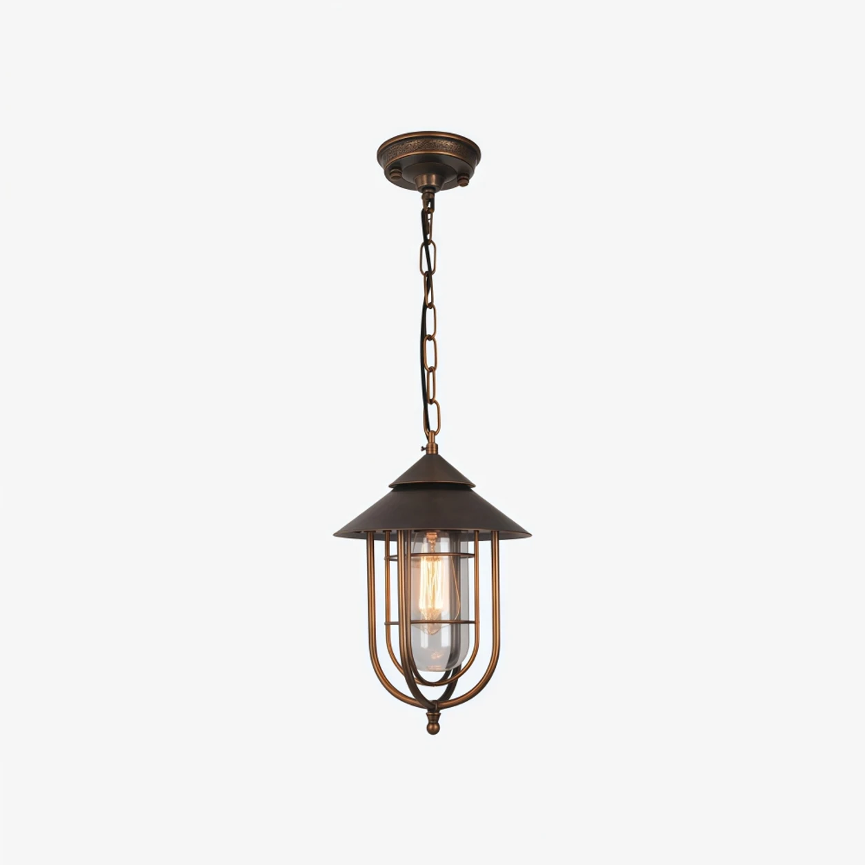 Patnox Outdoor Glass Pendant Lamp - Rust Bronze finish