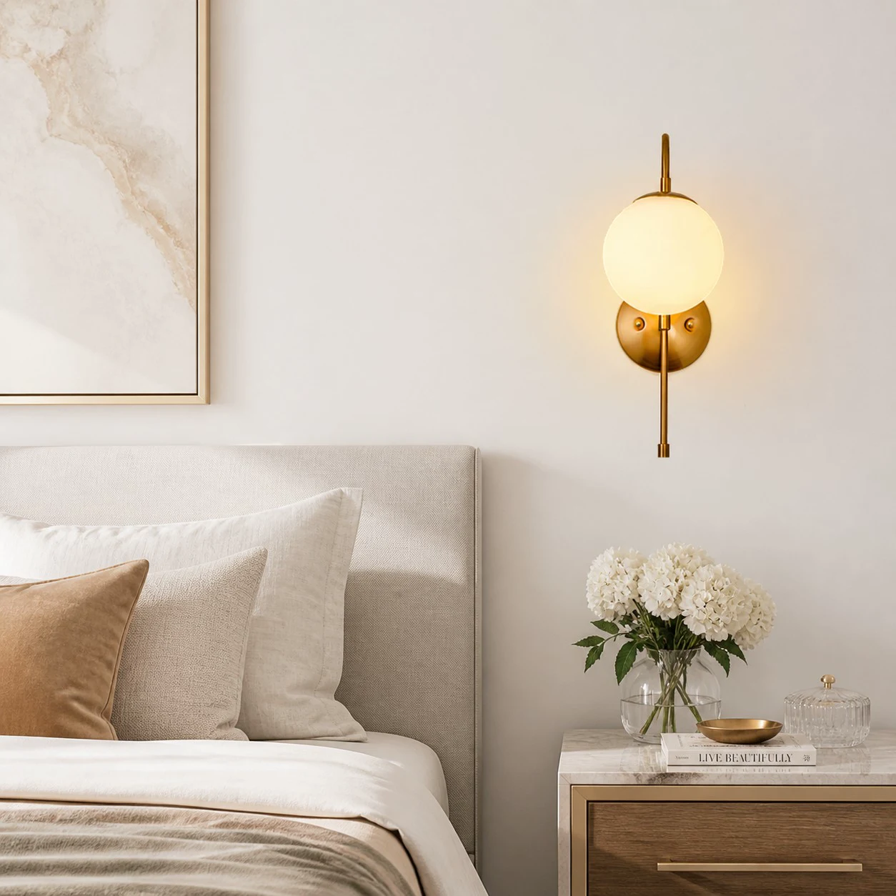 Luma Globe Wall Sconce · Milk Glass · Gold