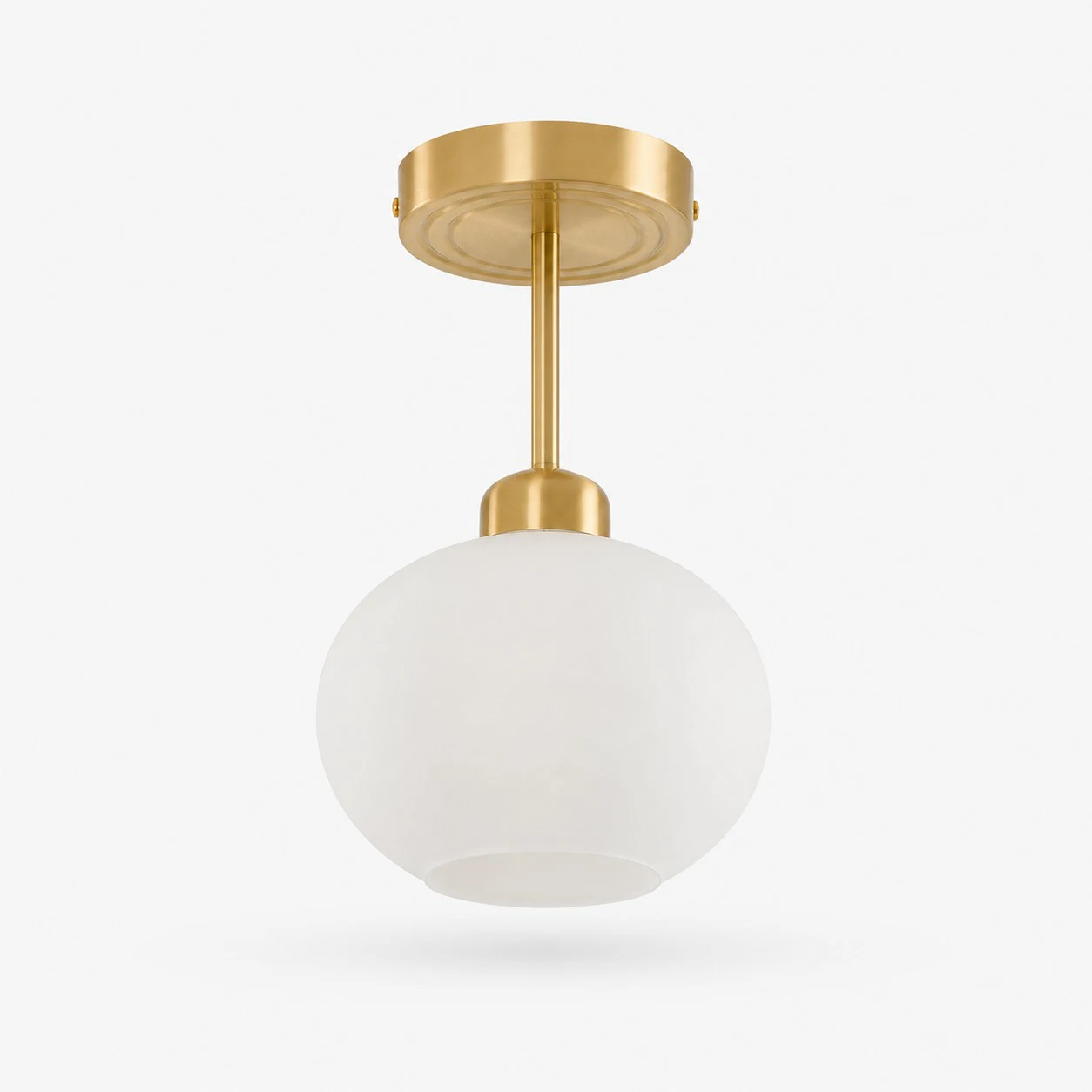 Extended rod brass opal glass ceiling light