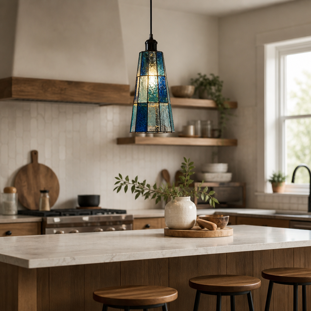Artisan Stained Glass Tapered Pendant Light